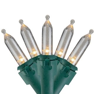 100-Count Warm White LED Mini Christmas Lights, 33ft Green Wire
