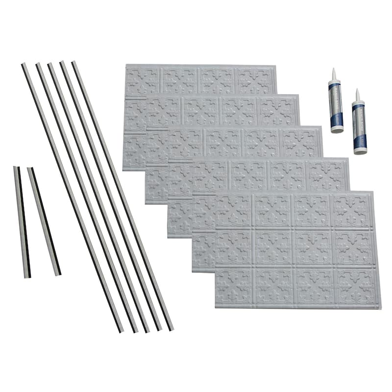 FASÄDE Traditional Style 10 Decorative Vinyl Backsplash Panel - 15 Sq Ft Kit - Cashmere