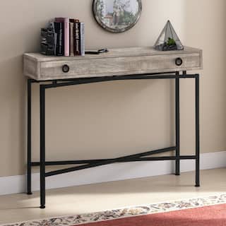42.5" Reclaimed Wood-Look Laminate Console Table with Storage Drawer & Metal Base - Modern Entryway Accent Table