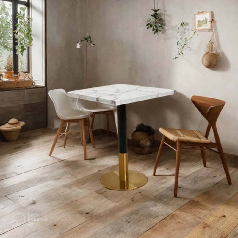 Ruby Square Dining Table (Faux Marble) - White