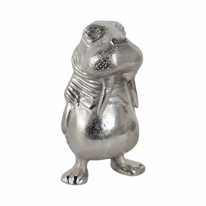 Metal Aluminum Figurine with Coastal Walrus Design - 9" Silver - 4.5" x 5" x 9"