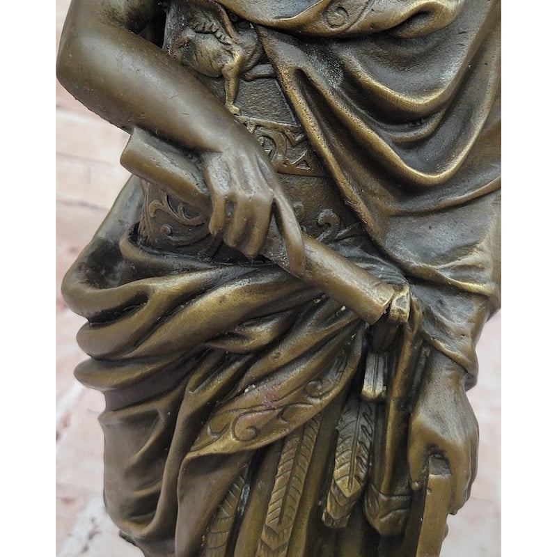 Bronze Julius Caesar Sculpture Statue On Marble Base - Roman History Art Decor