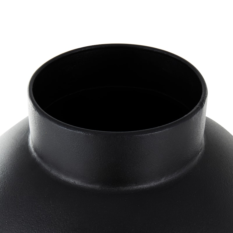Black Metal Vase with Narrow Opening