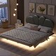 preview thumbnail 9 of 28, Full/Queen Size Upholstery LED Floating Bed with Headboard and Support Legs