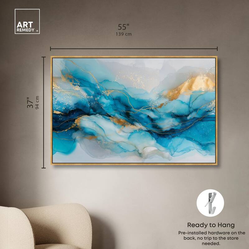 Ethereal Blue and Gold Canvas by Art Remedy