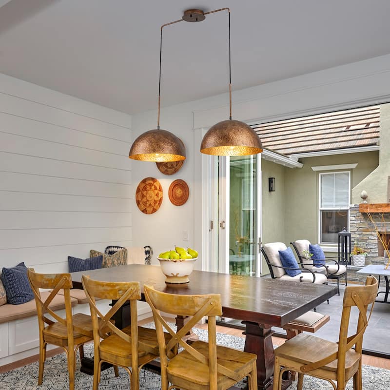 Industiral Hammered Antique Copper Dome Pendant Light