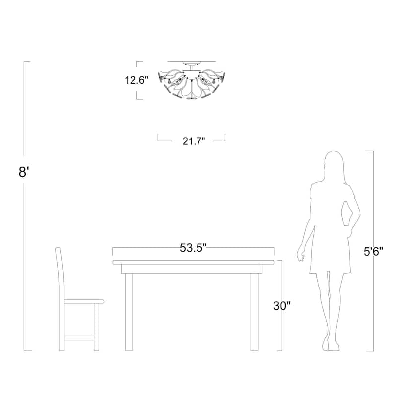 Silvia 6-Light Daisy Flower Crystal Glass Flush Mount