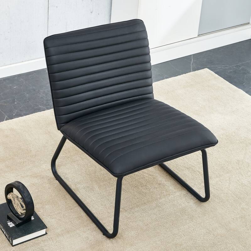 22 in.W Armless Sofa Chair with PU Backrest Paired with Metal Legs - Black