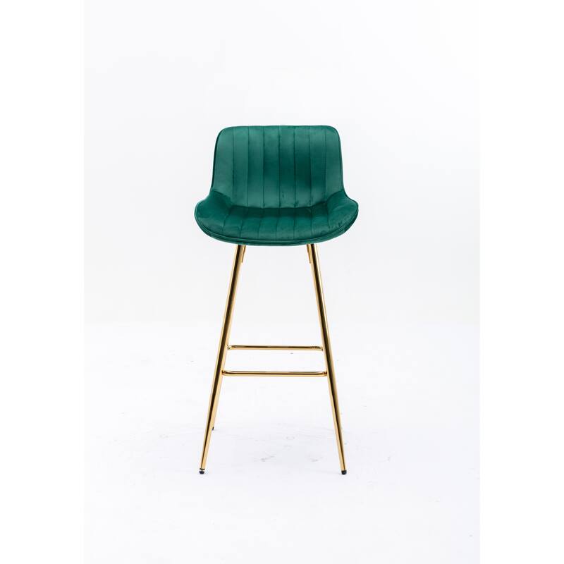 Velvet Swivel Bar Stools Set of 2, Counter Height Bar Chairs with Back, Kitchen Island Stools with Footrest and Metal Legs