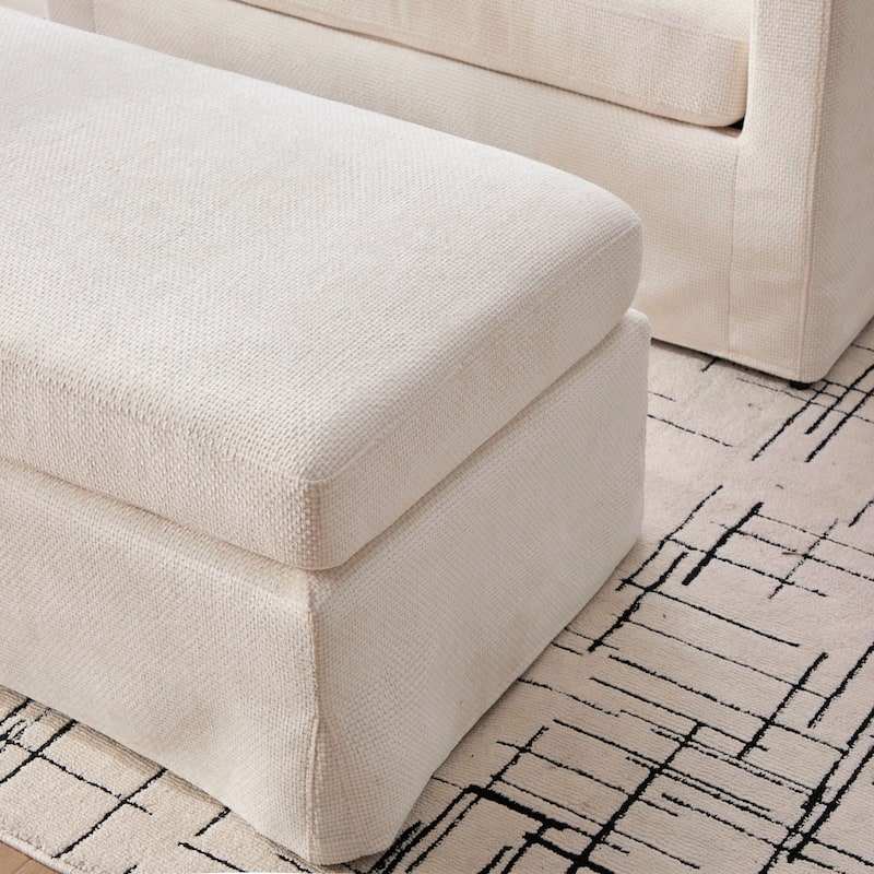 Set of Modern Chenille Accent Chair and Storage Ottoman