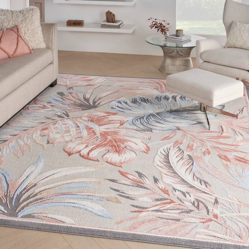 Nourison Pompeii Tropical Bordered Area Rug - 7'10" x 9'10" - Multicolor - Rectangle