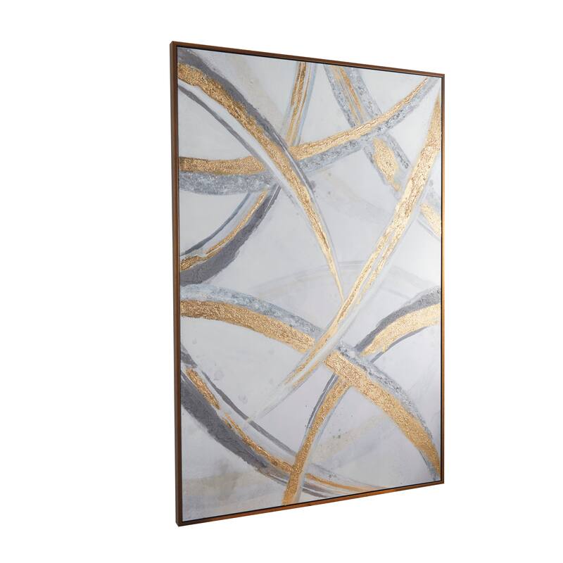 Canvas Abstract Framed Wall Art with Gold Frame - Gold - Roche River Decor