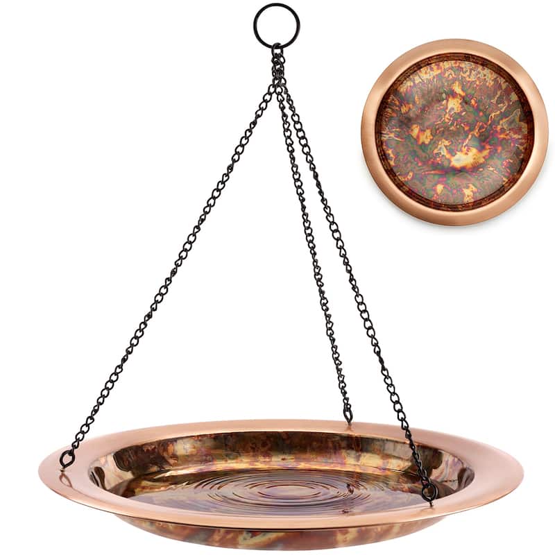 18" Hanging Fired Copper Bird Bath