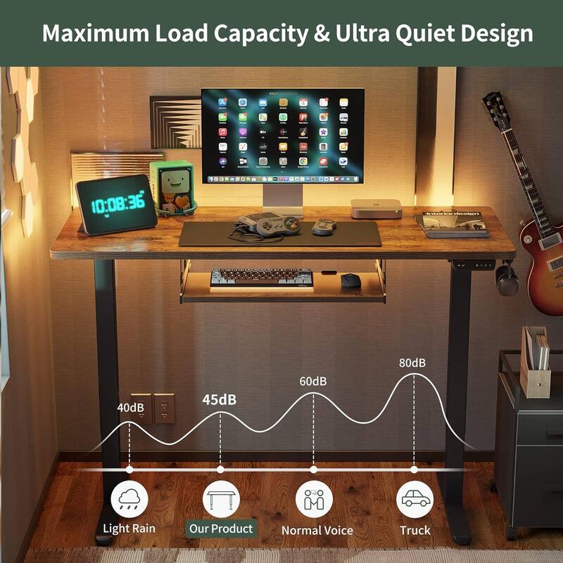 FEZIBO Standing Desk with Keyboard Tray, Electric Height Adjustable Desk, Sit Stand Up Desk, Computer Office Desk