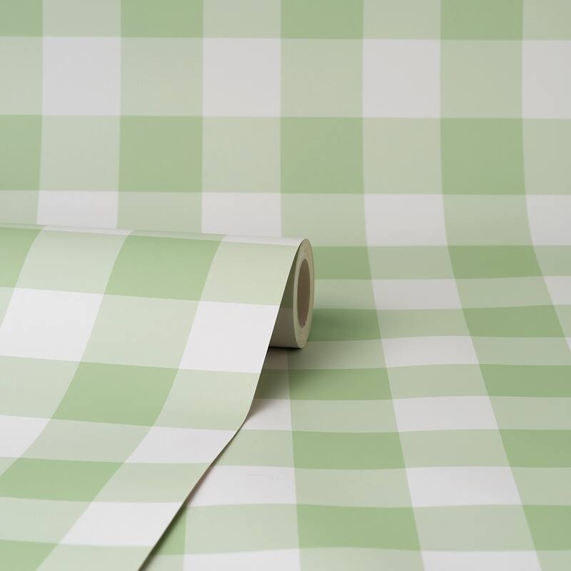 Fine Decor Patrice Light Green Gingham Wallpaper - N/A