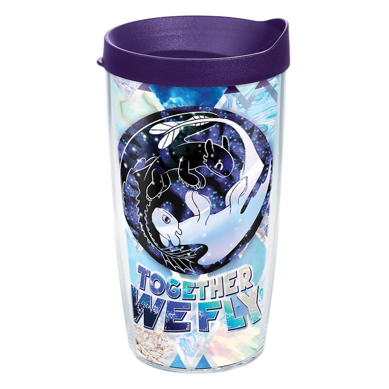 Tervis DreamWorks How To Train Your Dragon Made in USA Double Walled Insulated Travel Tumbler, Together We Fly - 16oz - Purple Lid