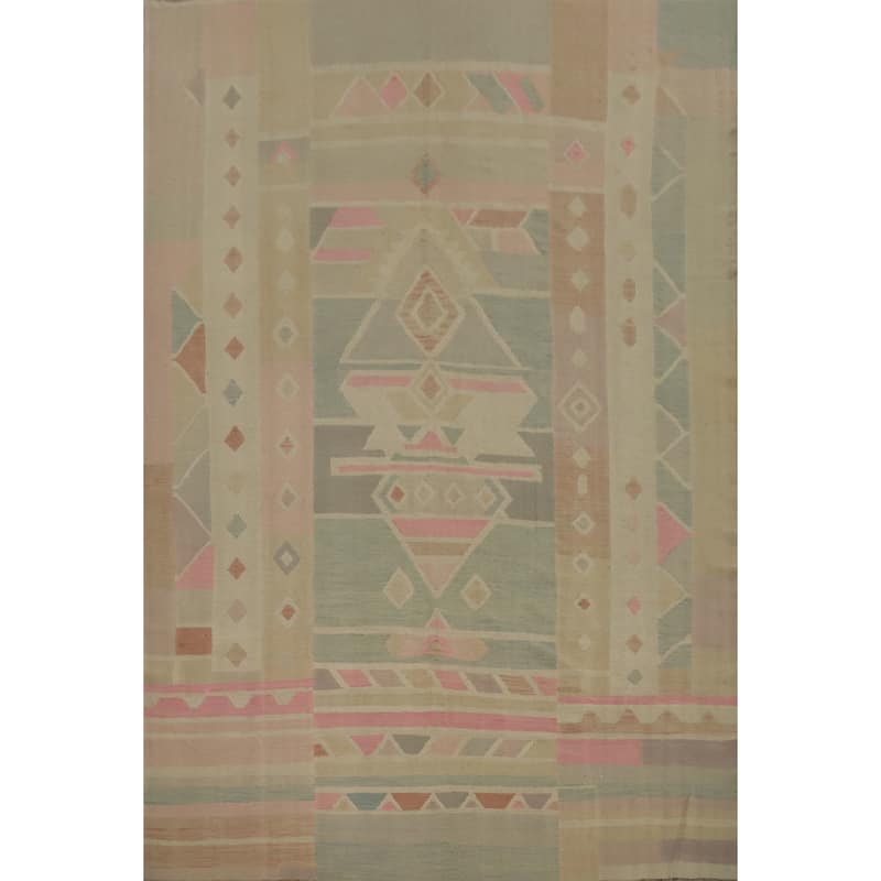 Hand Woven Oriental 100% Wool Carpet Southwestern Tribal Multi-Colored Kilim Area Rug - 11' 11'' X 8' 11''