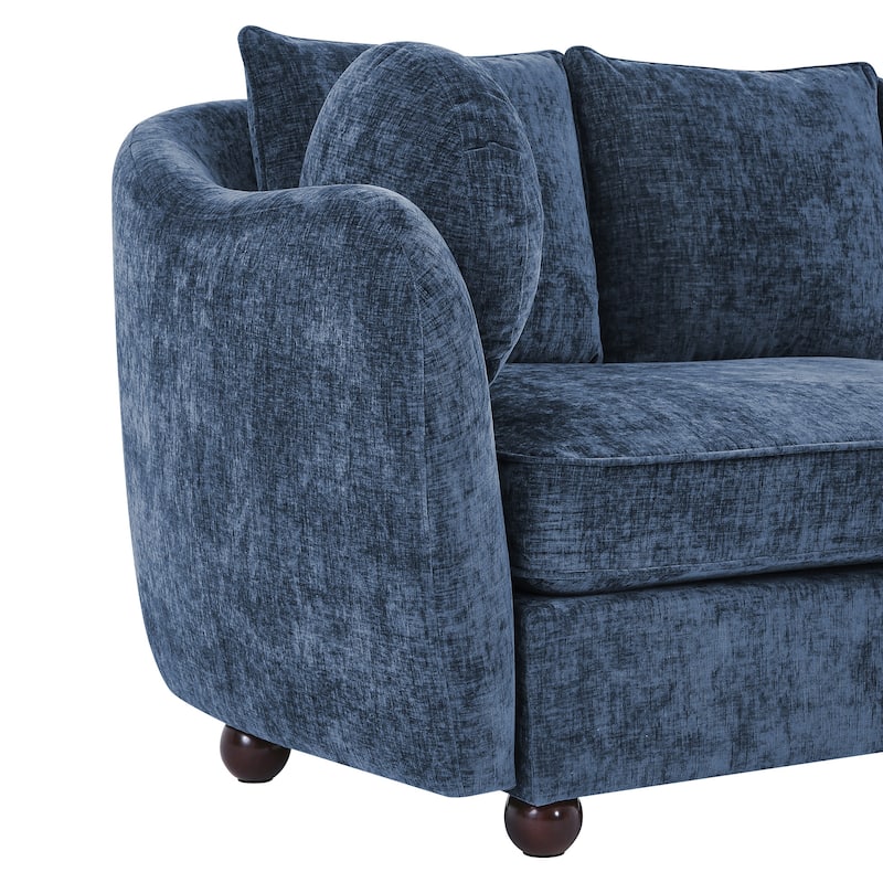 90.6 Inch 3-Seater Sofa Couch with 6 Pillows, Chenille Upholstered Living Room Sofa for Living Room Bedroom Apartment in White