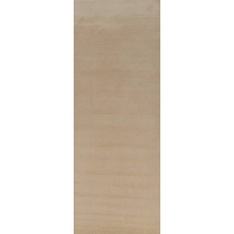 Hand Knotted Oriental 100% Wool Carpet Modern Solid Beige & Ivories Gabbeh Runner Rug - 10' 0'' X 3' 1''