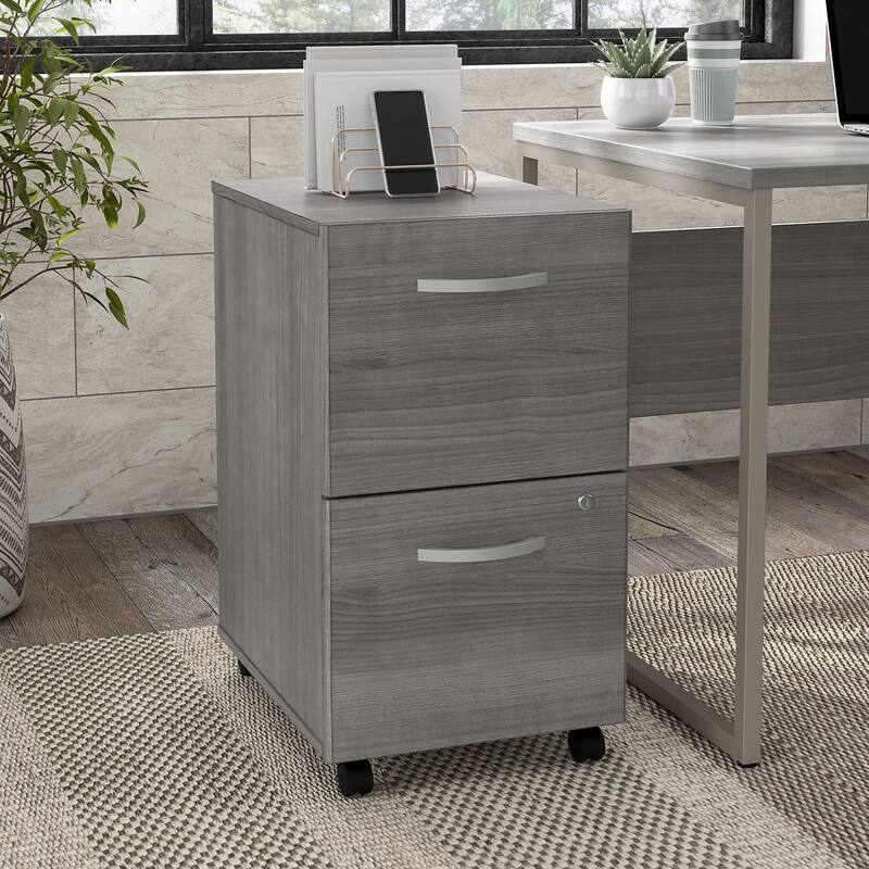 Hybrid 2 Drawer Mobile File Cabinet by Bush Business Furniture - Platinum Gray