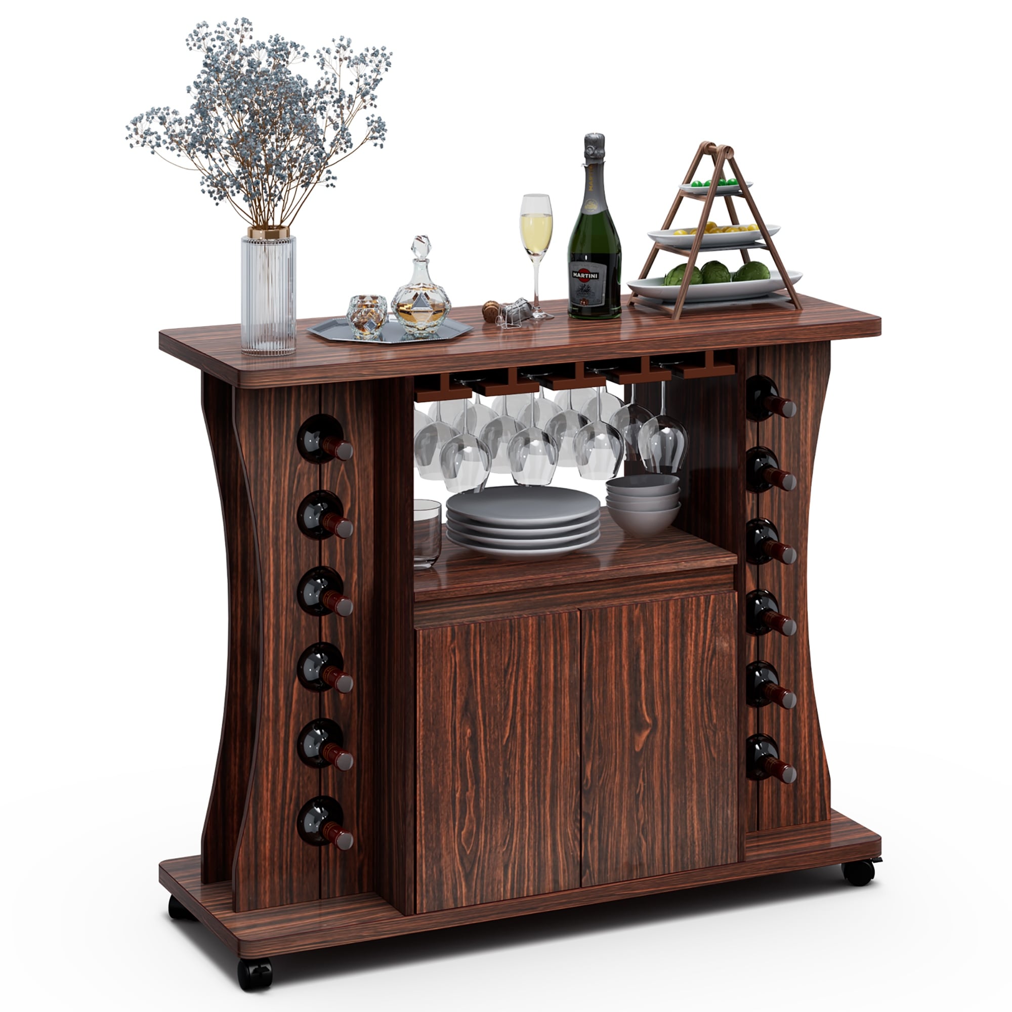 Server table with wine rack deals
