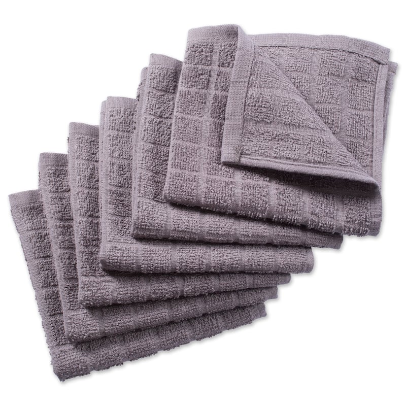 DII Solid Windowpane Terry Dishcloth Set of 6 - Grey
