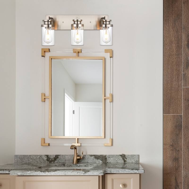Industrial Vanity Light fixture with Clear Glass Shade