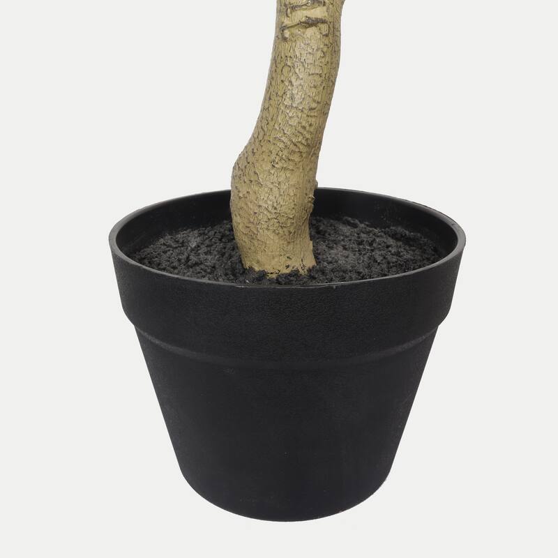 7FT Artificial Black Olive Tree, Realistic Tall Fake Plant for Indoor Home Living Room Corner Decoration, 1pc/set - Green Leaves