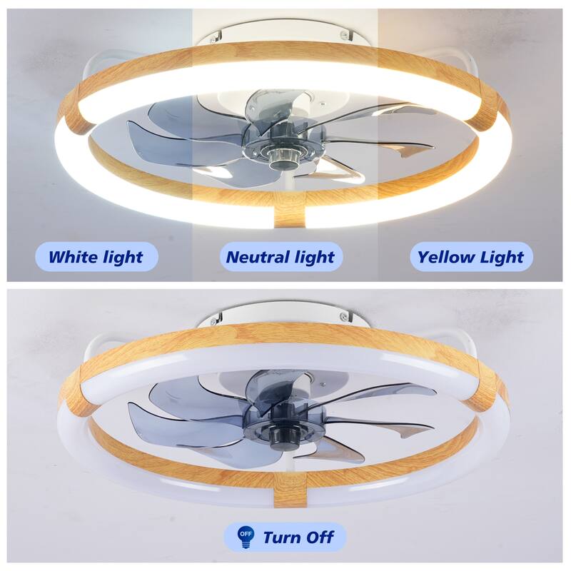 Sofucor 20 Inch Low Profile Ceiling Fan,Dimmable LED Ceiling Fans with Lights and Remote,Modern Flush Mount Fandelier Fans Light