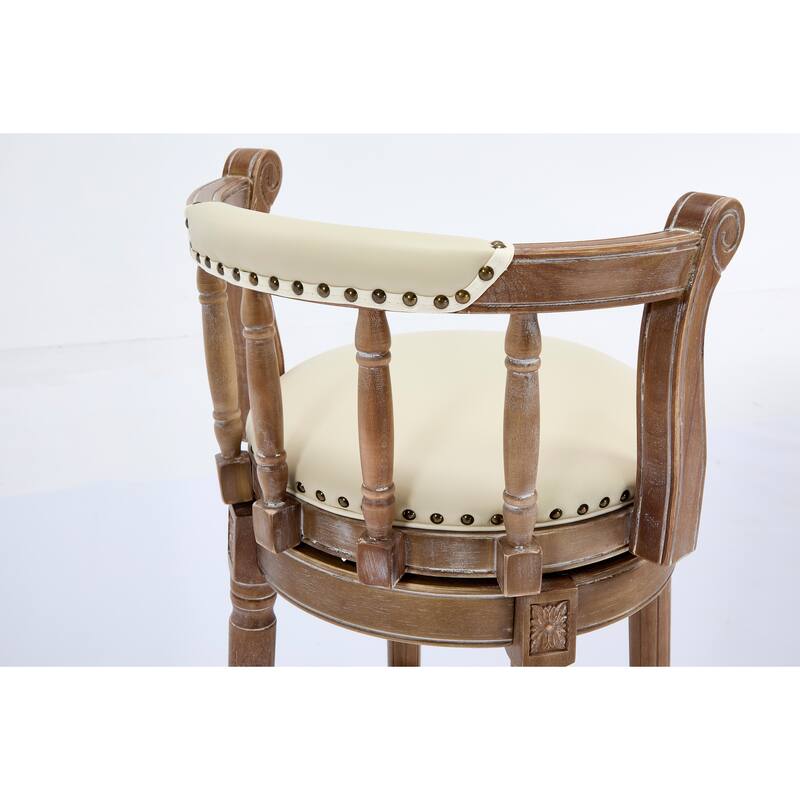 Bar Stools Seat Height 29.5" Leather Wooden Bar Stools(Beige 1pc)