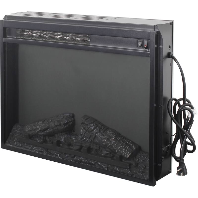 23 Inch Electric Fireplace Insert with Log Set & Realistic Flame