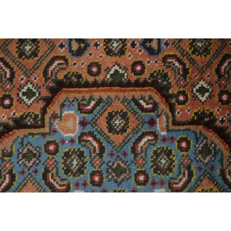 Hand Knotted Oriental 100% Wool Carpet Traditional Geometric Coral Tabriz Area Rug - 9' 3'' X 6' 5''