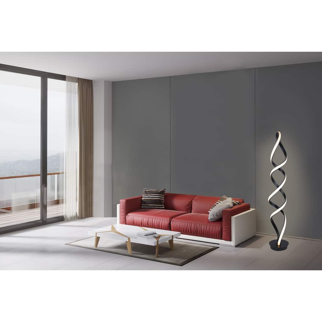 Infinito 78W Unique Modern LED Floor Lamp, 63", Matt Black - 63.00