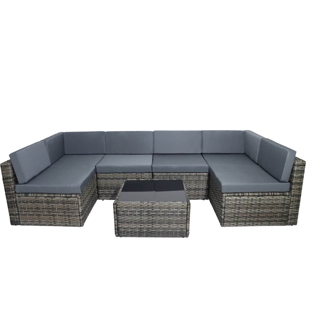 7 Pieces Outdoor Patio Sectional Sofa Couch