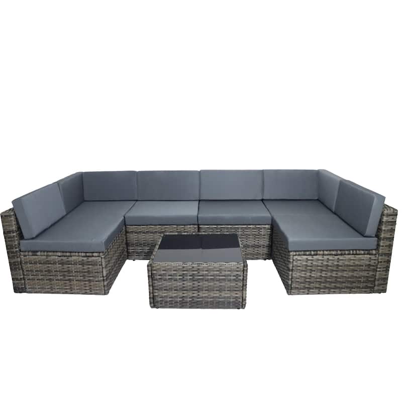 7 Pieces Outdoor Patio Sectional Sofa Couch - GRAY
