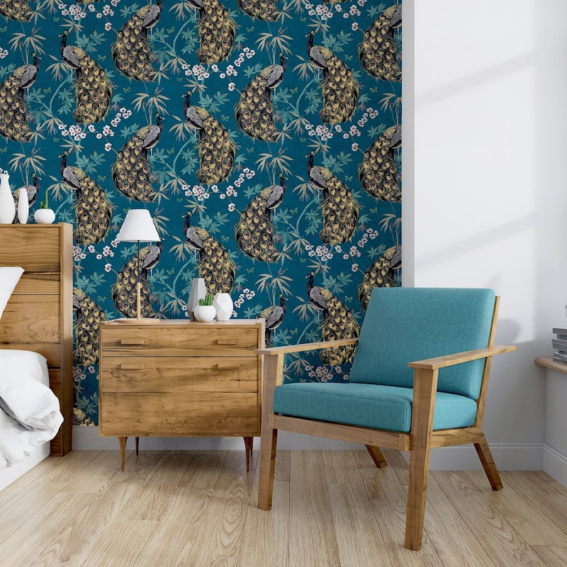 Arthouse Takara Teal Opulent Peacock Wallpaper