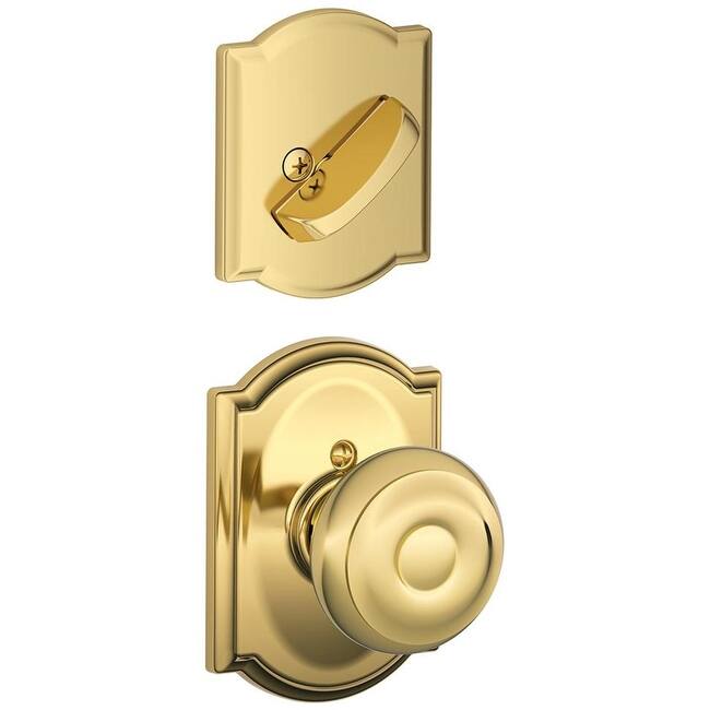 Schlage Georgian One-Sided Dummy Interior Pack with Camelot Trim - - Polished Brass