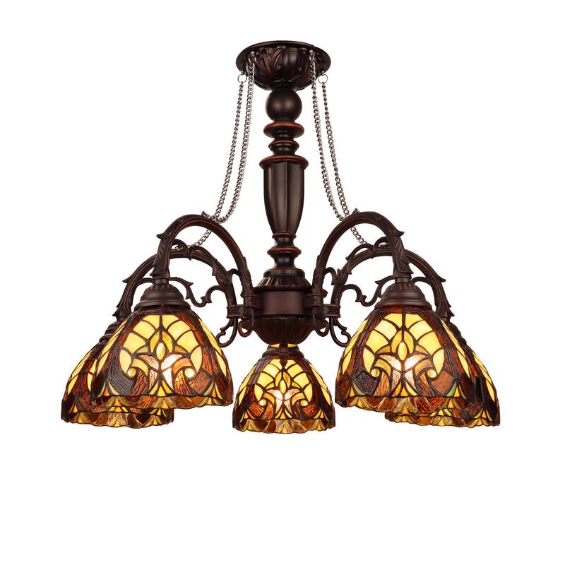 Tiffany Style Victorian Design 5-light Dark Bronze Chandelier - 22 High