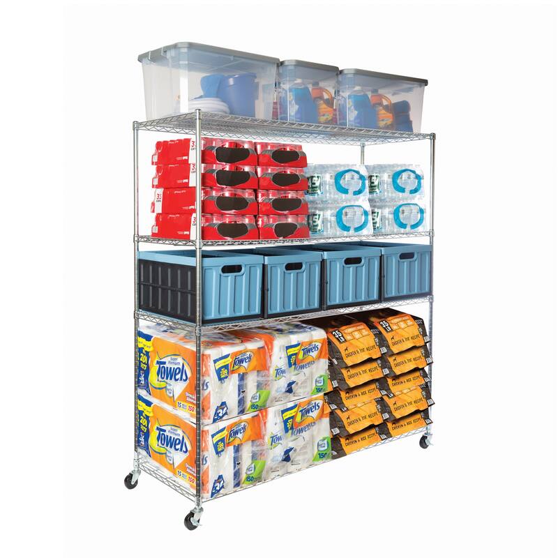 Seville Classics UltraDurable® 4-Tier NSF Steel Wire Shelving, 60" W x 24" D x 76" H