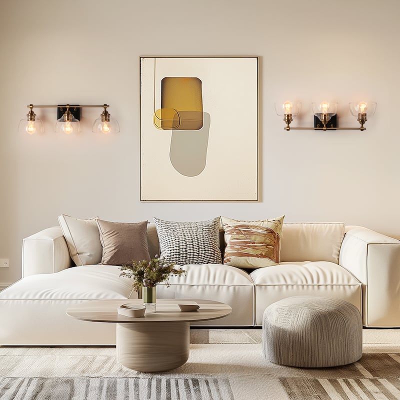 Modern Farmhouse 1/3/4-Light Gold Black Bathroom Vanity Light Glass Wall Sconces