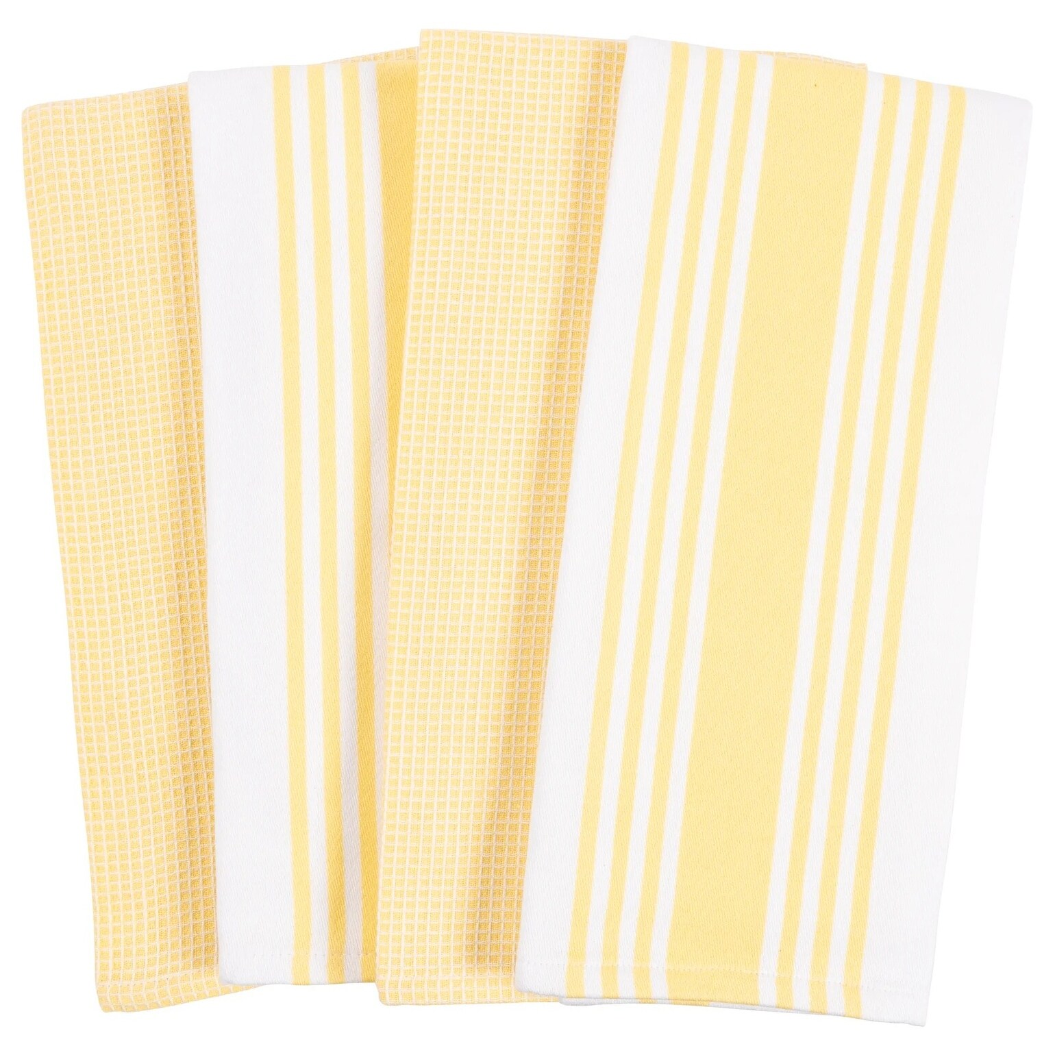 KAF Home Set of 4 Centerband and Waffle Kitchen Towels, 18x28