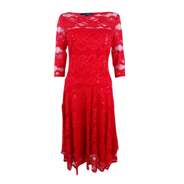red lace fit and flare dress