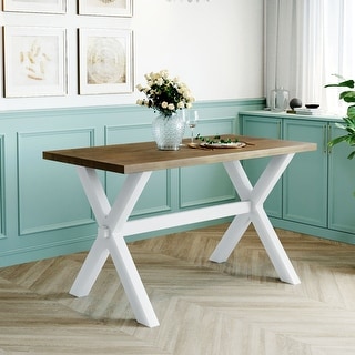 Rustic Wood Kitchen Table with X-shape Legs - Bed Bath & Beyond - 34533969