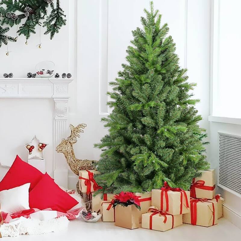 5FT Christmas Tree with 756 PE+PVC Tips-Full-Bodied Holiday Tree with Hinged Branches,Easy Assembly, Stable Metal Stand
