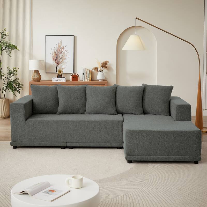 Chenille L-Shaped Sectional Sofa Set