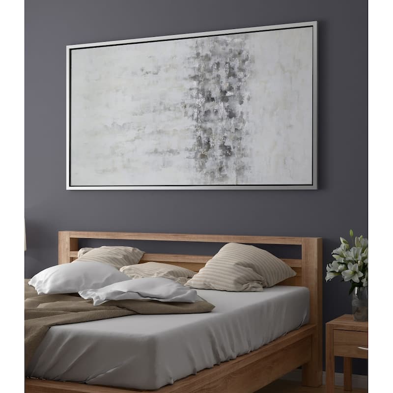 "Winter Storm" Hand Painted Monochromatic Abstract on Canvas - 74" x 2" x 40"