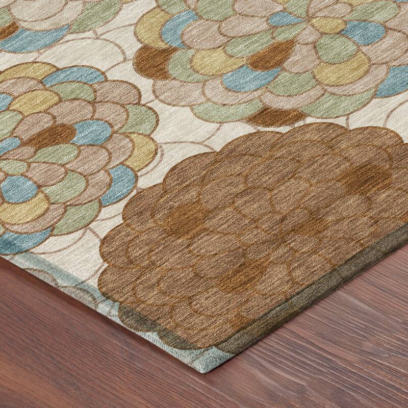 Machine Washable Indoor/ Outdoor Mosaic Cluster Chantille Rug
