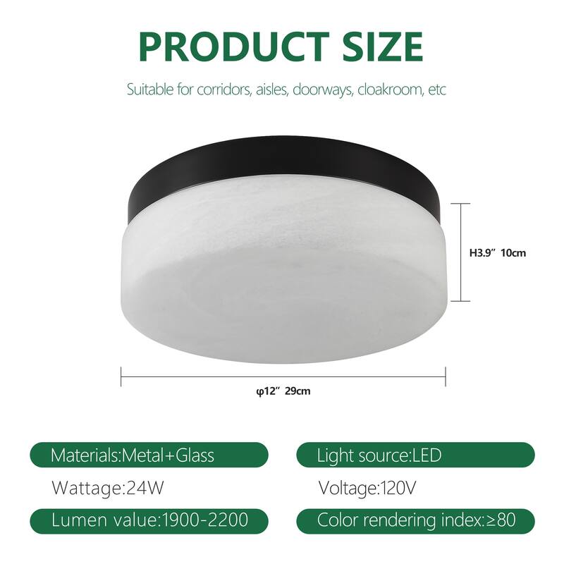 12 Inch LED Ceiling Light, 24W Flush Mount Ceiling Light,Round Low Profile Ceiling Lights for Bedroom, Living Room