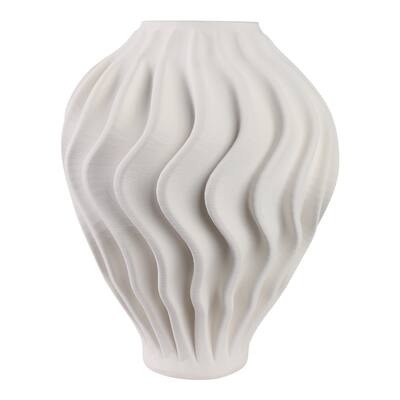 Porcelain Sculptural Vase with Textured Wave Design Modern Form