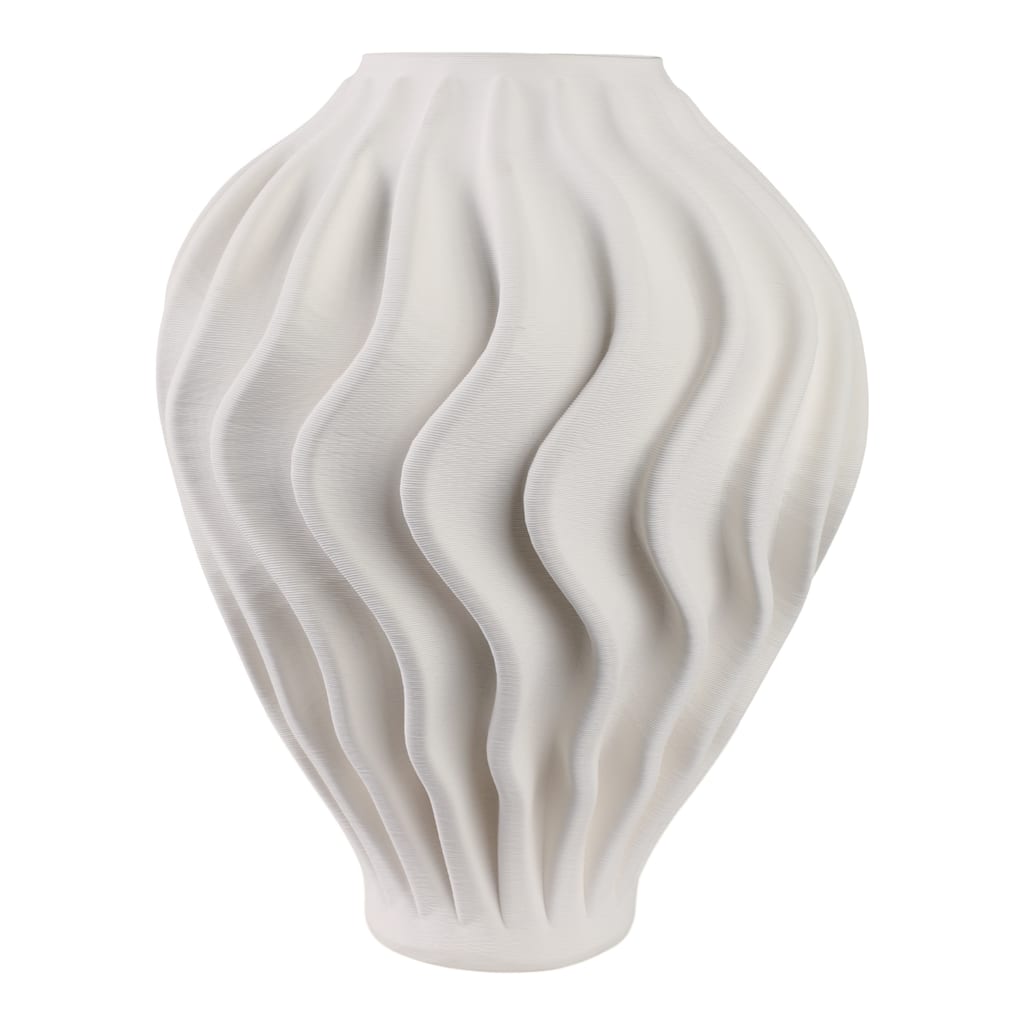 Porcelain Sculptural Vase with Textured Wave Design Modern Form